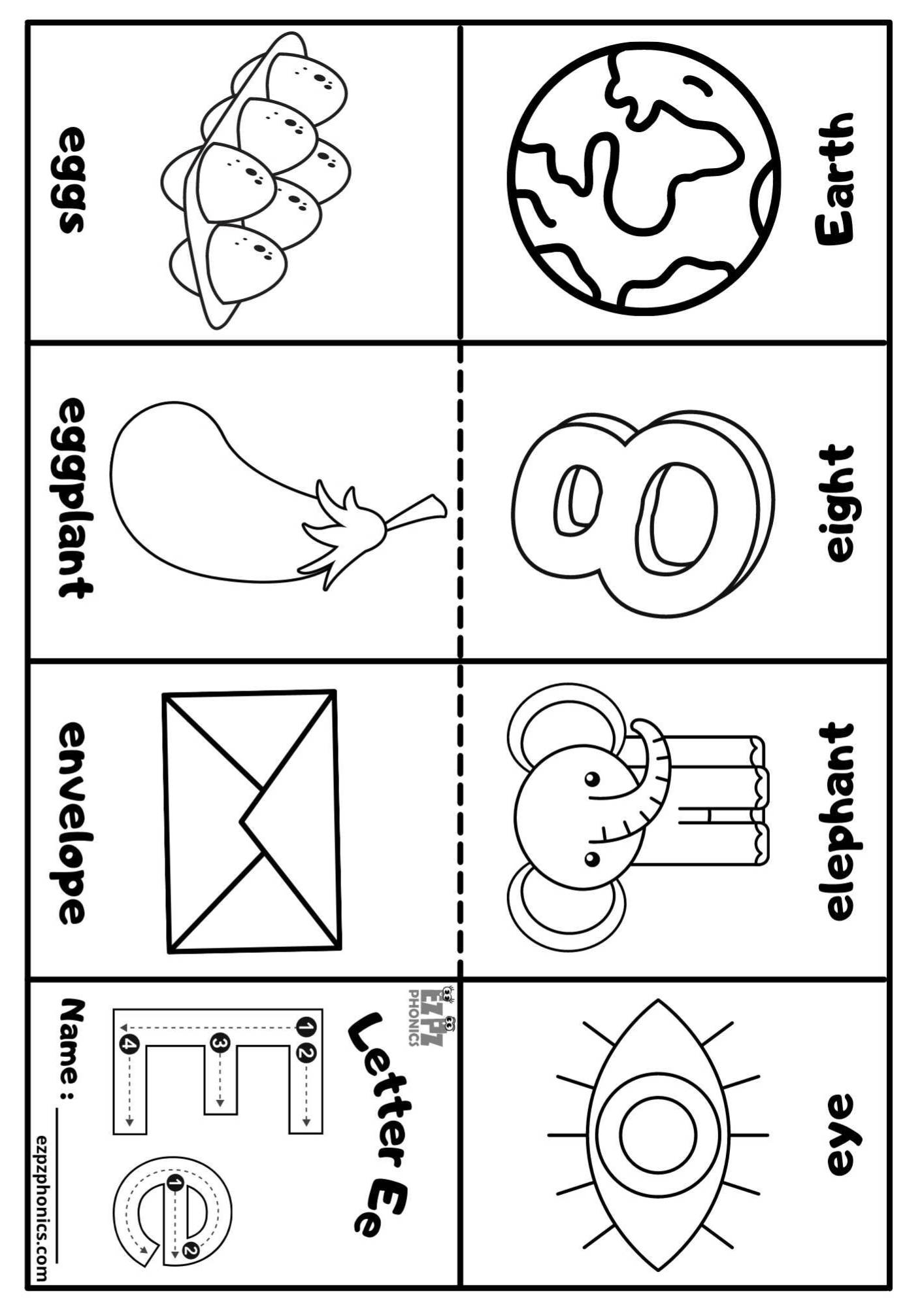 Letter E Mini Coloring Book Free Printable PDF